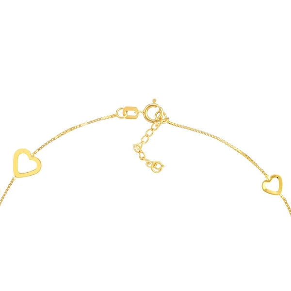 Sideways Open Hearts Adjustable Anklet