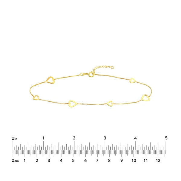 Sideways Open Hearts Adjustable Anklet