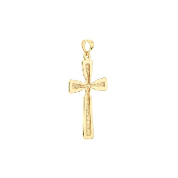 Textured Groved and Polished Cross Pendant