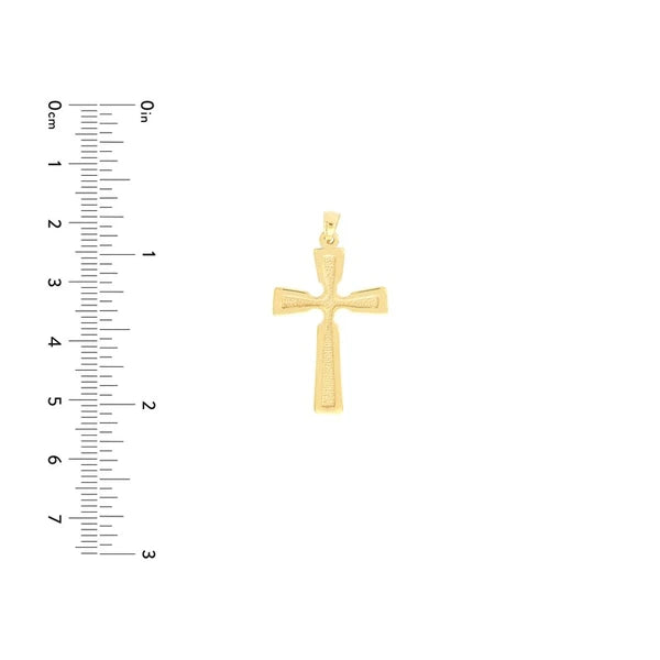 Textured Groved and Polished Cross Pendant