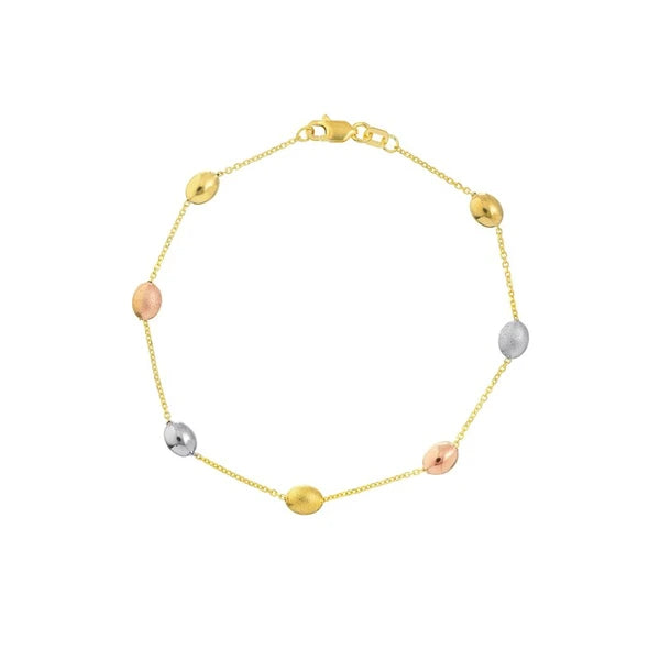 Tri-Color Puffy Bean Station Bracelet