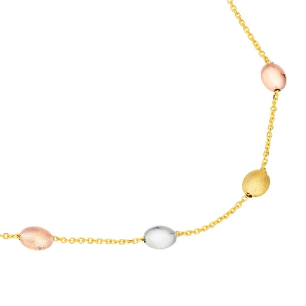 Tri-Color Puffy Bean Station Bracelet