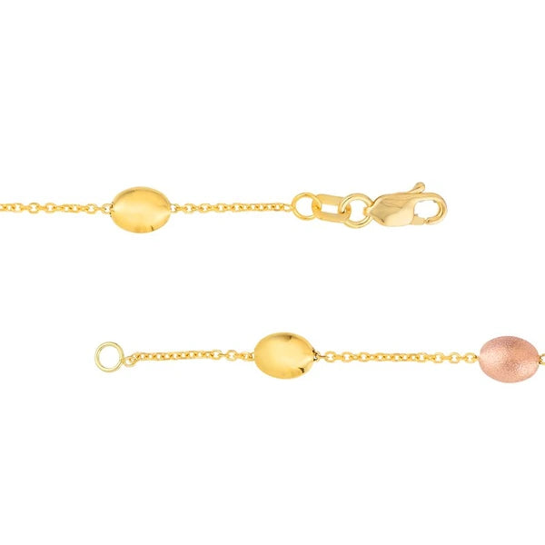 Tri-Color Puffy Bean Station Bracelet