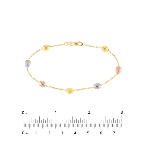 Tri-Color Puffy Bean Station Bracelet