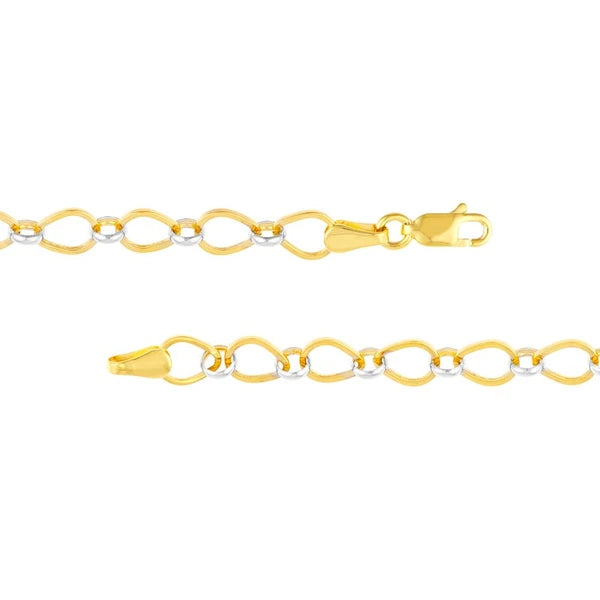 Two-Tone Open Teardrop Link Bracelet