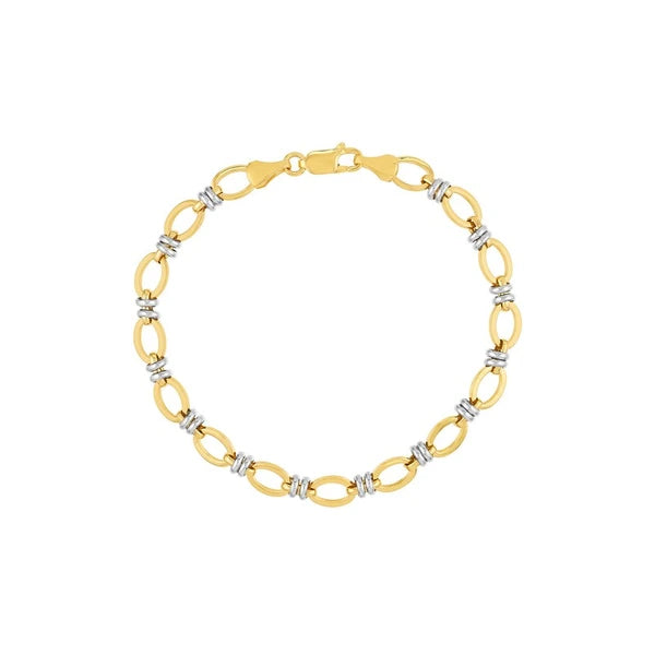 Two-Tone Flat Oval Link Bracelet
