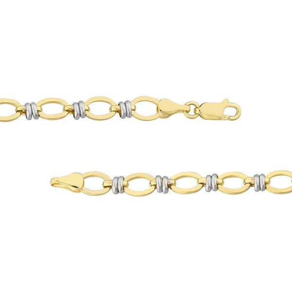 Two-Tone Flat Oval Link Bracelet