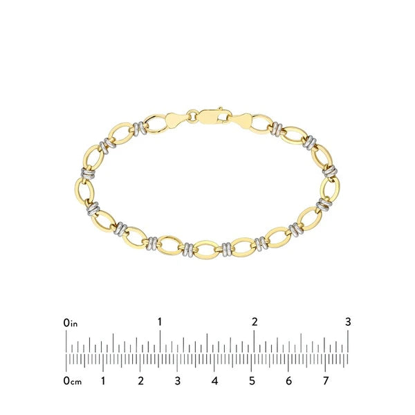 Two-Tone Flat Oval Link Bracelet