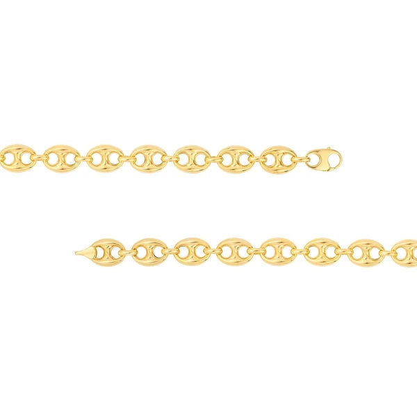 10mm Puff Mariner Chain with Fancy Oval Lobster Lock