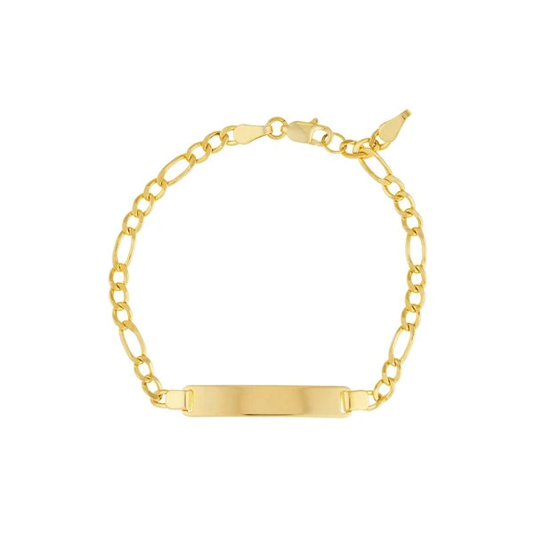 3.25mm Kid's Initial ID Bracelet on Figaro Chain LL