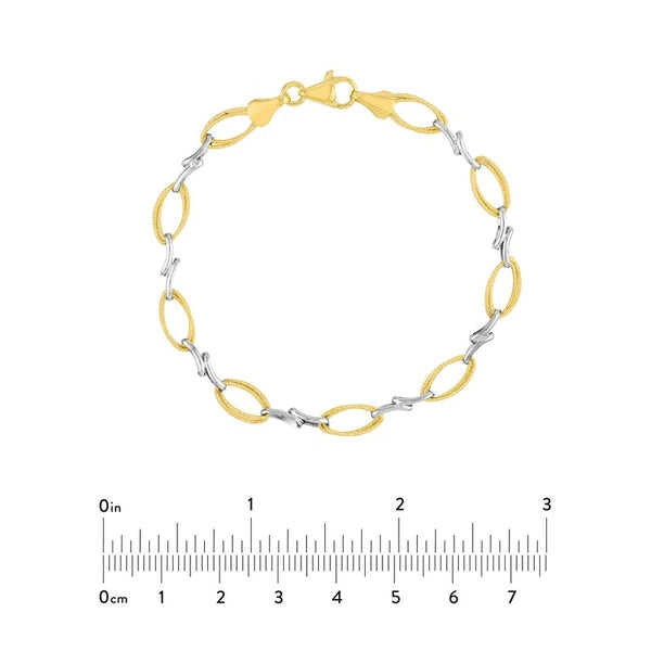 Two-Tone Textured Double Oval and X Bracelet