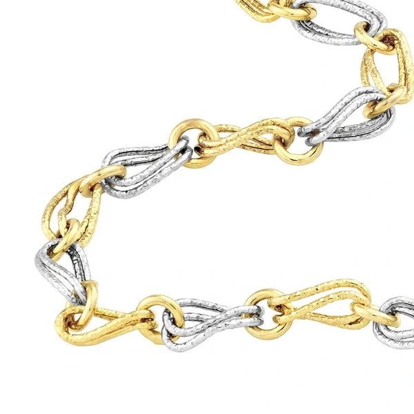 Two-Tone Textured Wavy Oval and Circle Bracelet