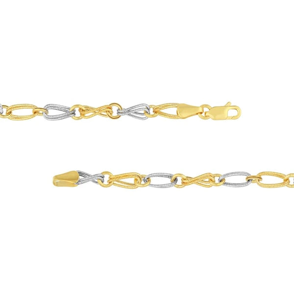 Two-Tone Textured Wavy Oval and Circle Bracelet