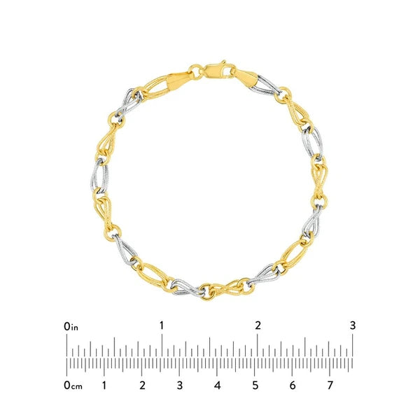 Two-Tone Textured Wavy Oval and Circle Bracelet