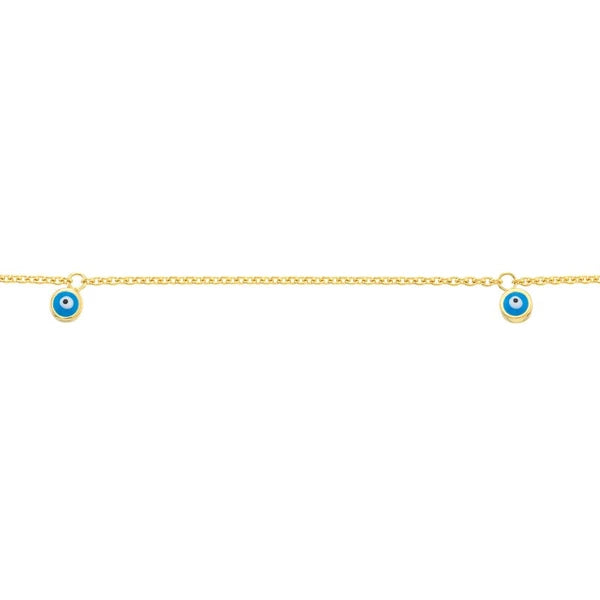 Blue Turquoise Evil Eye Dangle Adjustable Anklet