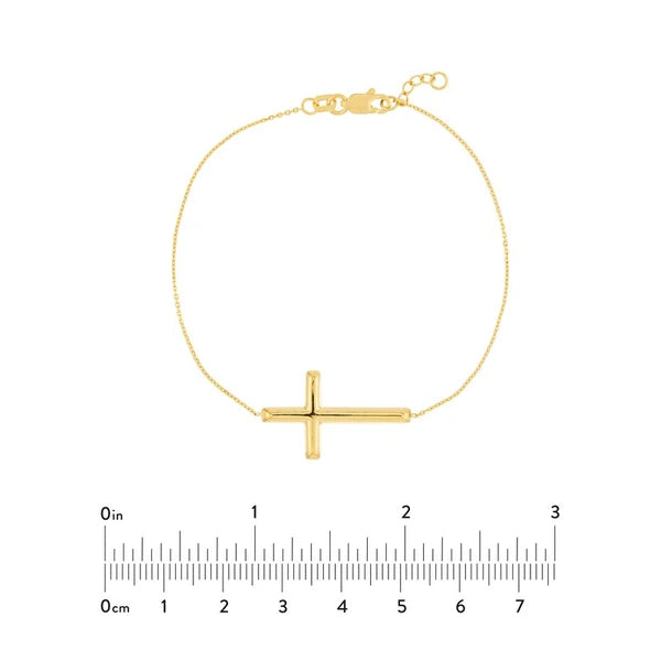 Large Sideways Cross on Chain Bracelet