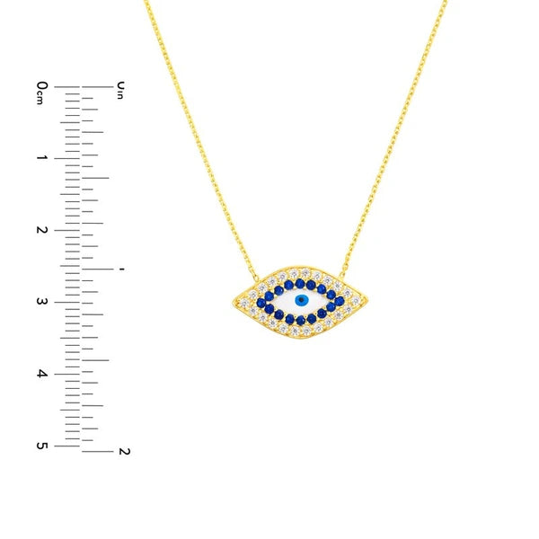 CZ-Lined Evil Eye Adjustable Necklace