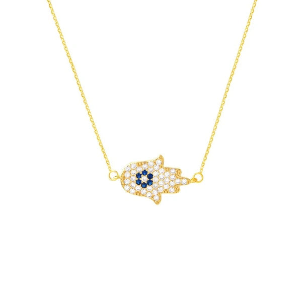 CZ Hamsa Hand Adjustable Necklace