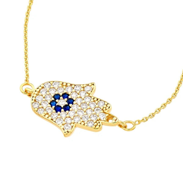 CZ Hamsa Hand Adjustable Necklace