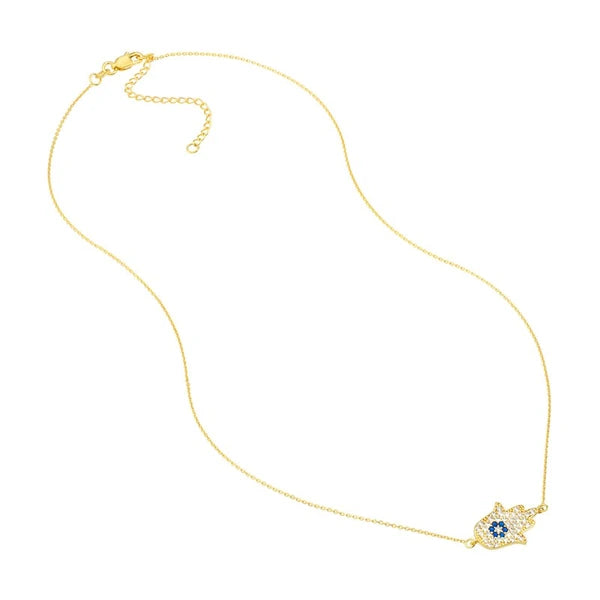 CZ Hamsa Hand Adjustable Necklace
