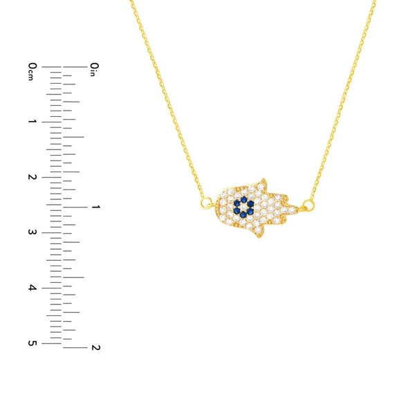CZ Hamsa Hand Adjustable Necklace