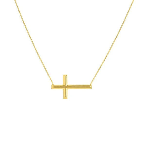 Sterling Silver Sideways Cross Necklace