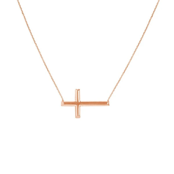 Sterling Silver Sideways Cross Necklace