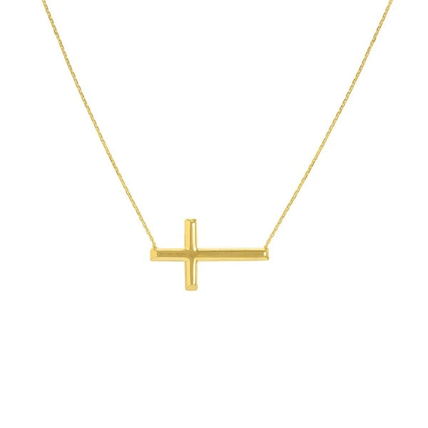 Sterling Silver Sideways Cross Necklace