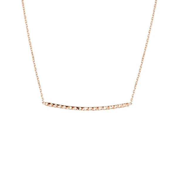 Sterling Silver Curved Diamond-Cut Bar Adjustable Necklace