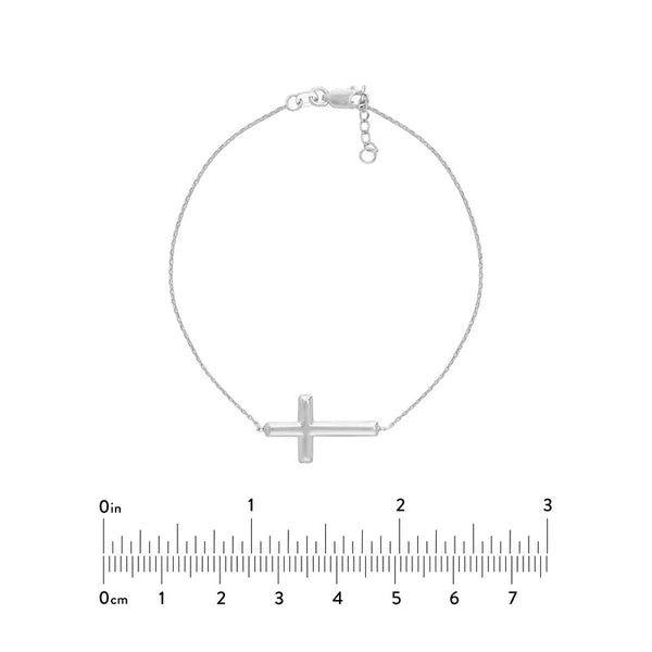 Sterling Silver Small Sideways Cross Bracelet