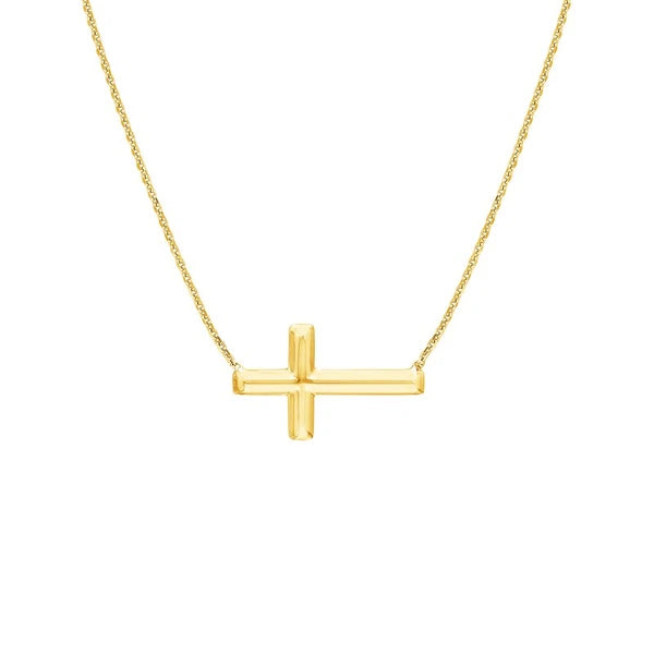 Sterling Silver E2W Small Sideways Cross Necklace