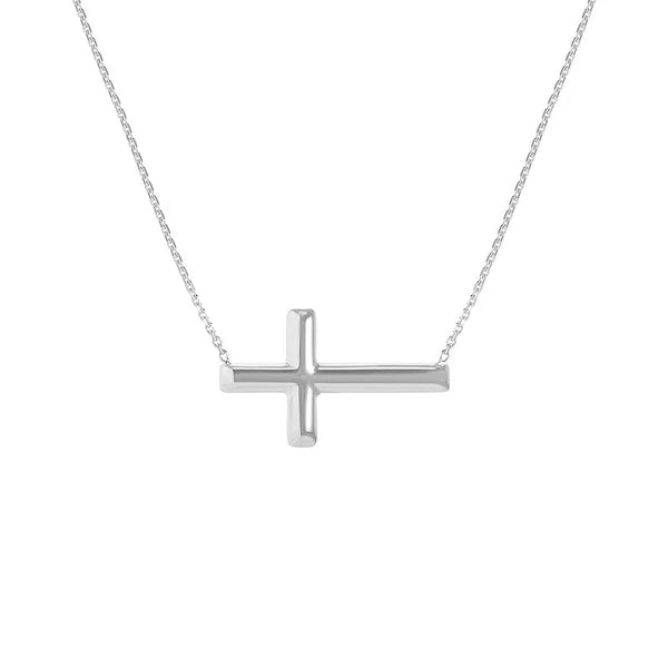E2W Small Sideways Cross Adjustable Necklace