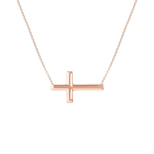 E2W Small Sideways Cross Adjustable Necklace