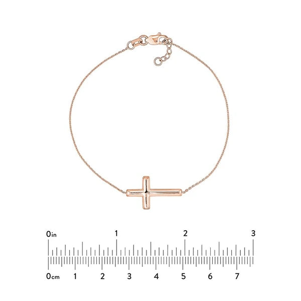 Sideways Cross on Chain Adj. Bracelet