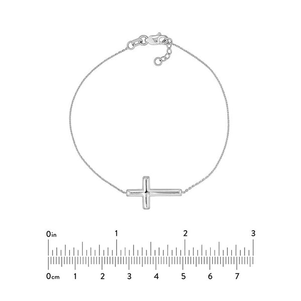 Sideways Cross on Chain Adj. Bracelet