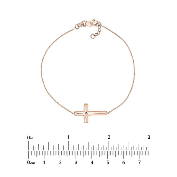 Sideways Cross on Chain Adj. Bracelet