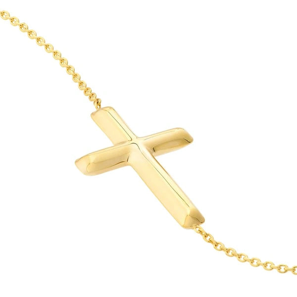 Sideways Cross on Chain Adj. Bracelet