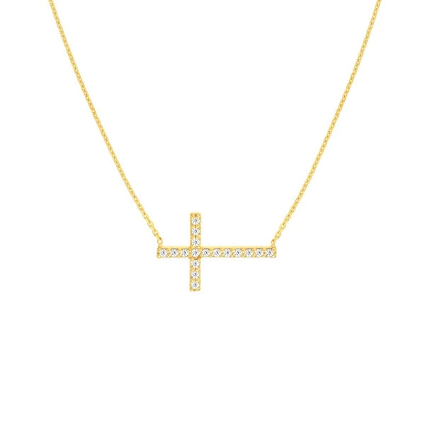 Sideways Cross Necklace with 1/5tcw Diamond