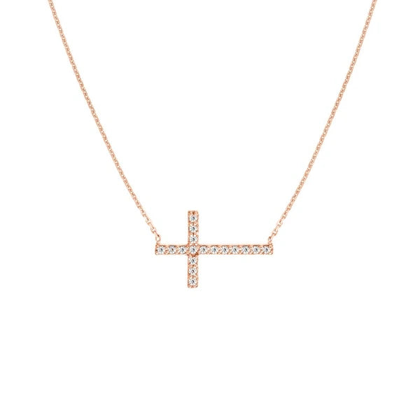 Sideways Cross Necklace with 1/5tcw Diamond