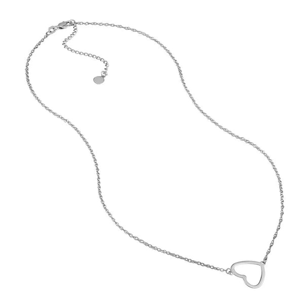 Sterling Silver Sideways Open Heart Necklace