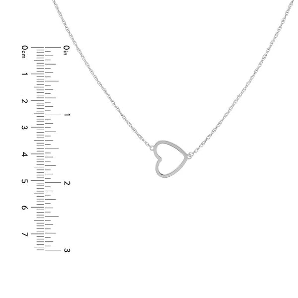 Sterling Silver Sideways Open Heart Necklace