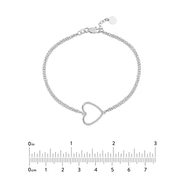 Sterling Silver Sideways Open Heart Bracelet