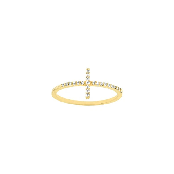 Sideways Cross Ring with 1/6tcw Diamond