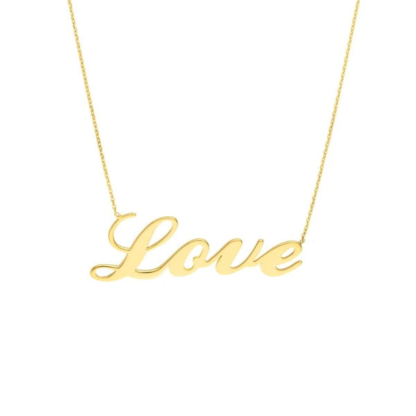 Plated Sterling Silver Script Love Necklace