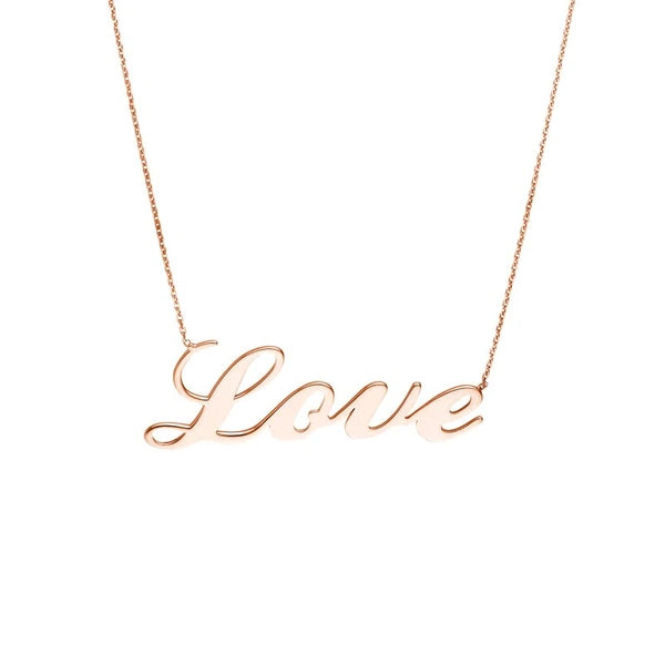 Plated Sterling Silver Script Love Necklace
