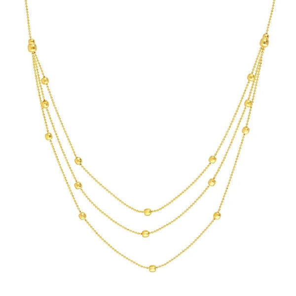 Bib Necklace with Diamond-Cut Beads