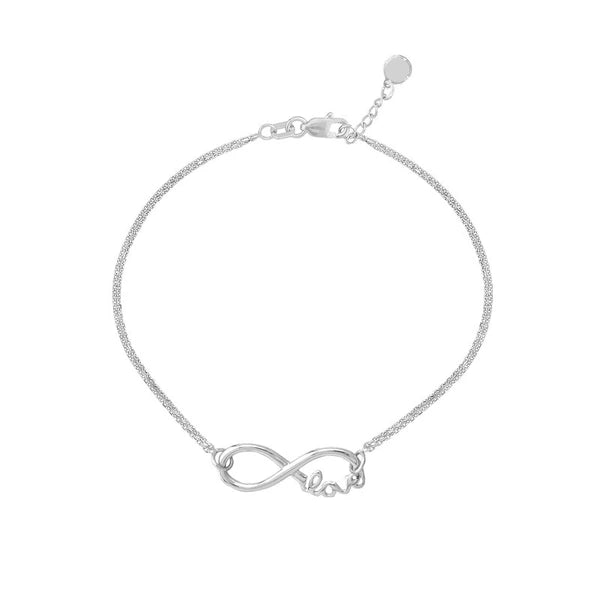 Sterling Silver Infinity Symbol Love Adjustable Bracelet