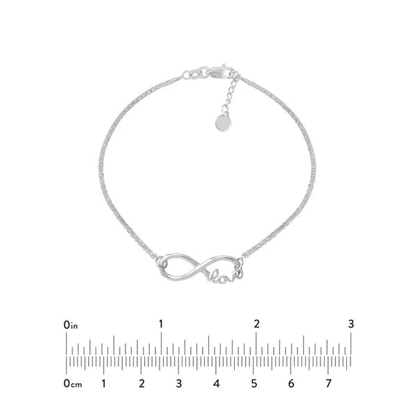 Sterling Silver Infinity Symbol Love Adjustable Bracelet