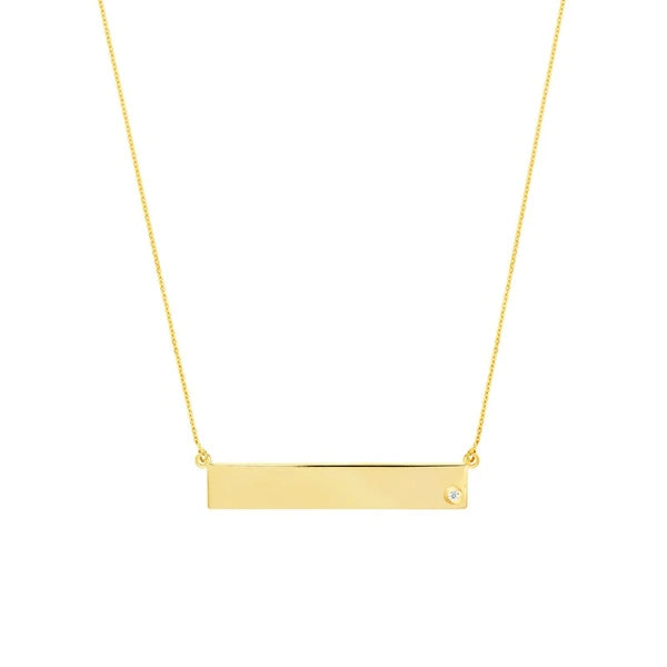 Adjustable 18' Bar Necklace with 2pt Diamond
