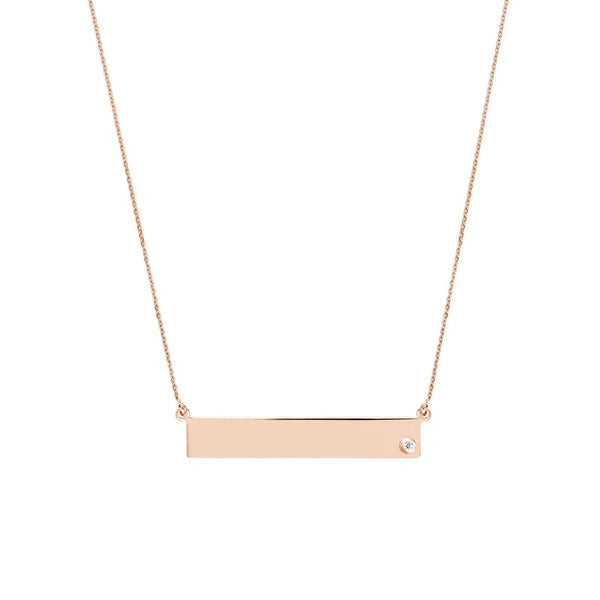 Adjustable 18' Bar Necklace with 2pt Diamond
